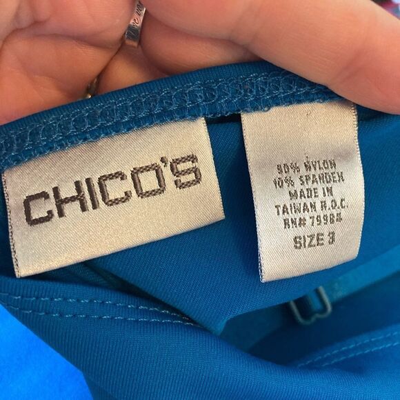 Chicos Stretchy Teal Tank w/ fully adjustable satin straps - Picture 4 of 5